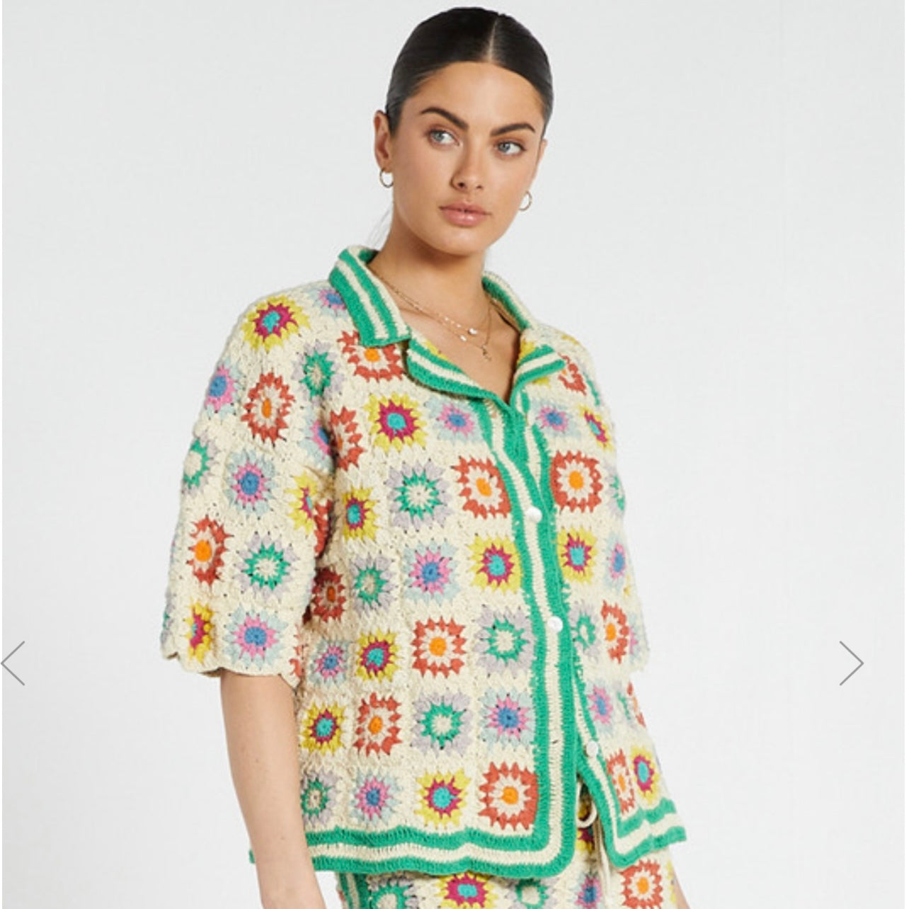 Short Sleeve Crochet Shirt - Bowler Collar