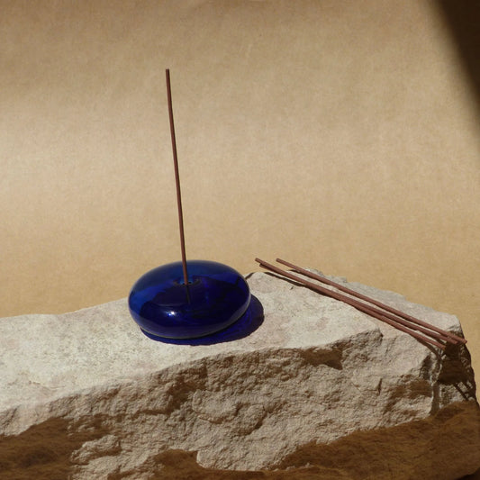 Glass Vessel Incense Holder - Cobalt