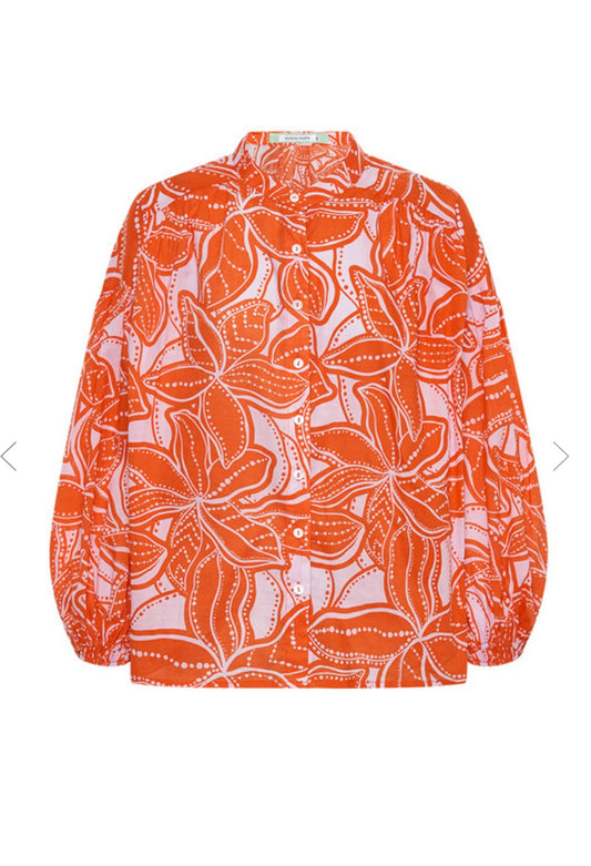 Billow Sleeve Blouse - Ukiyo Print