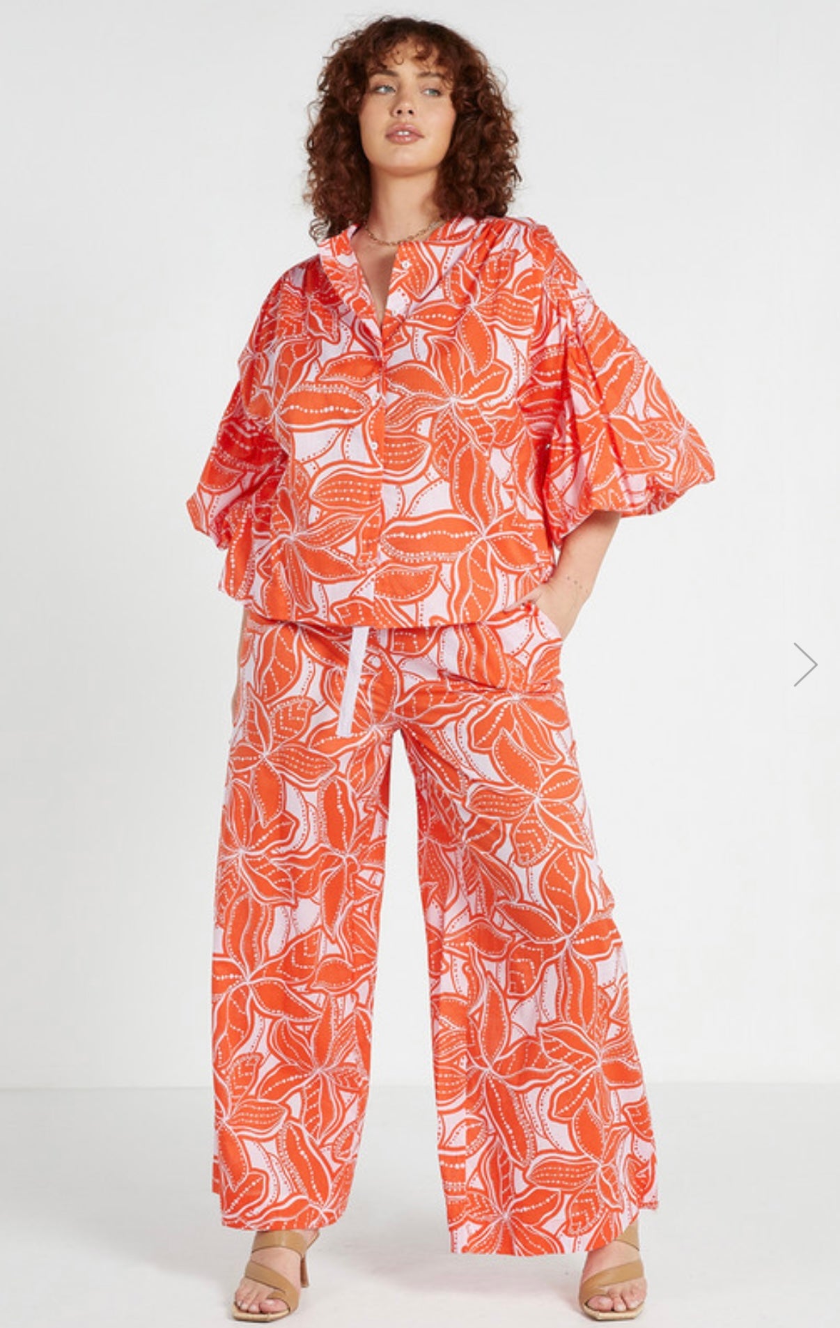 Billow Sleeve Blouse - Ukiyo Print
