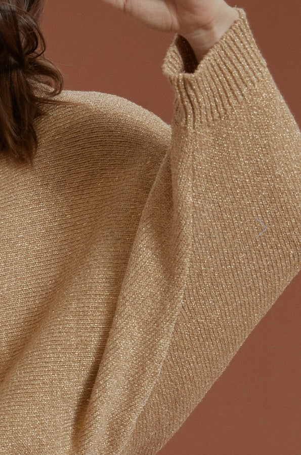 Metallic Knit Sweater - Gold