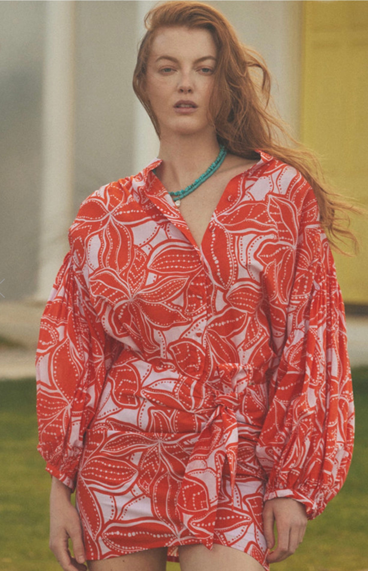 Billow Sleeve Blouse - Ukiyo Print