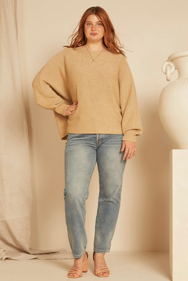 Metallic Knit Sweater - Gold