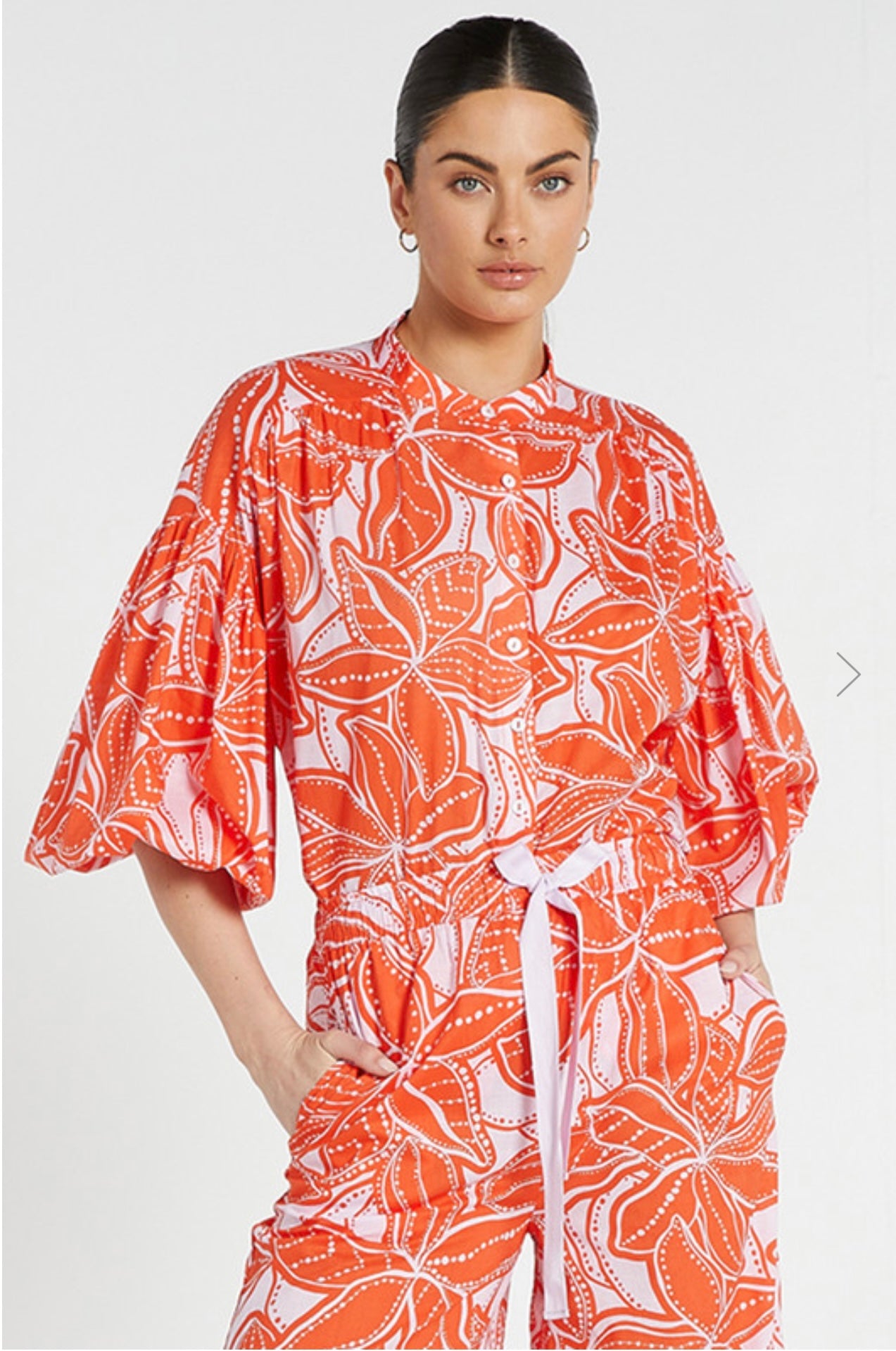 Billow Sleeve Blouse - Ukiyo Print