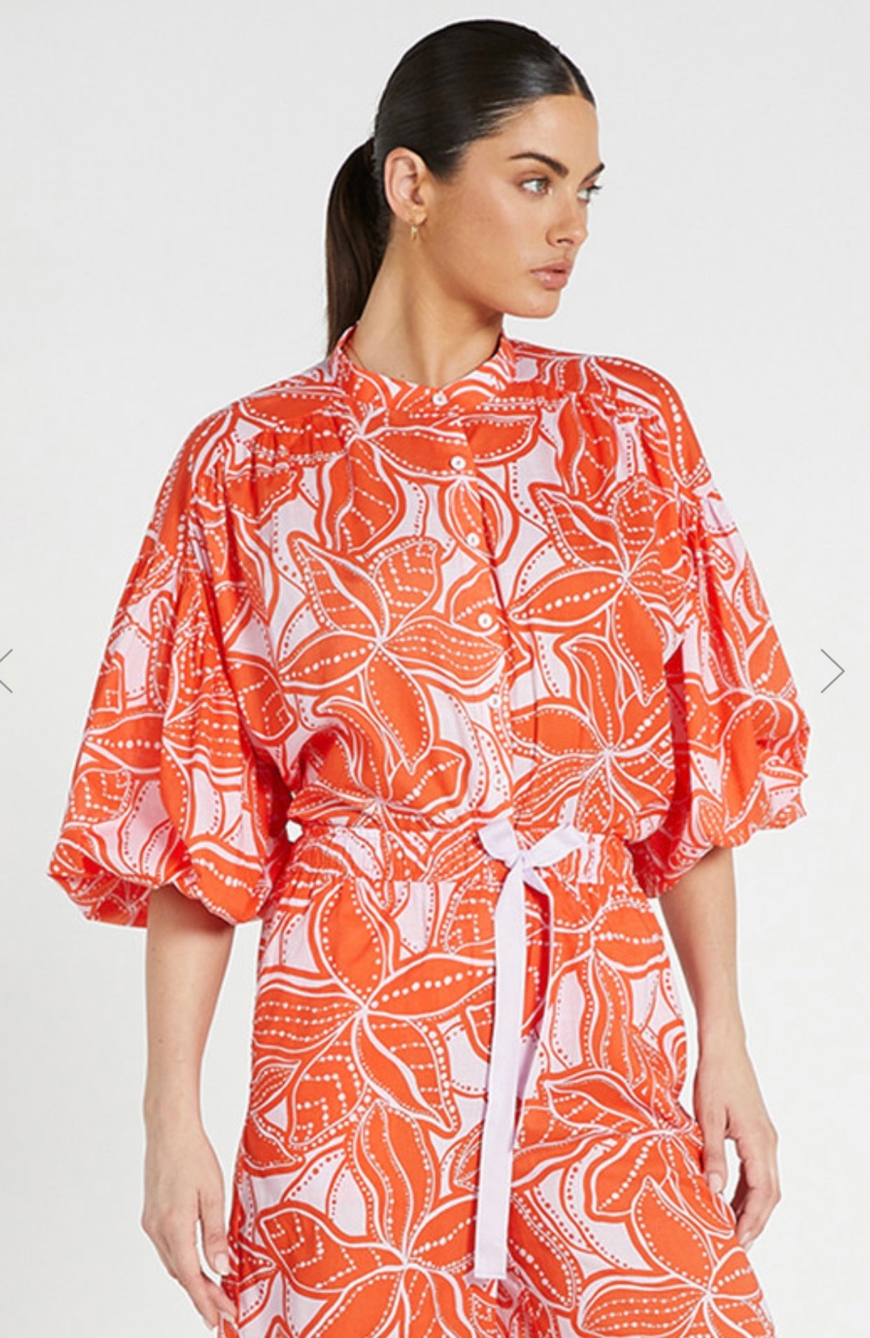 Billow Sleeve Blouse - Ukiyo Print