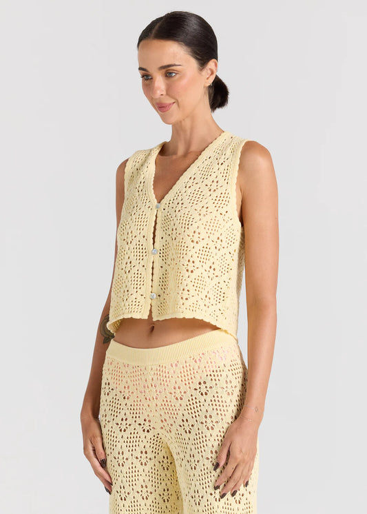 Messina V Knit Top - Lemon