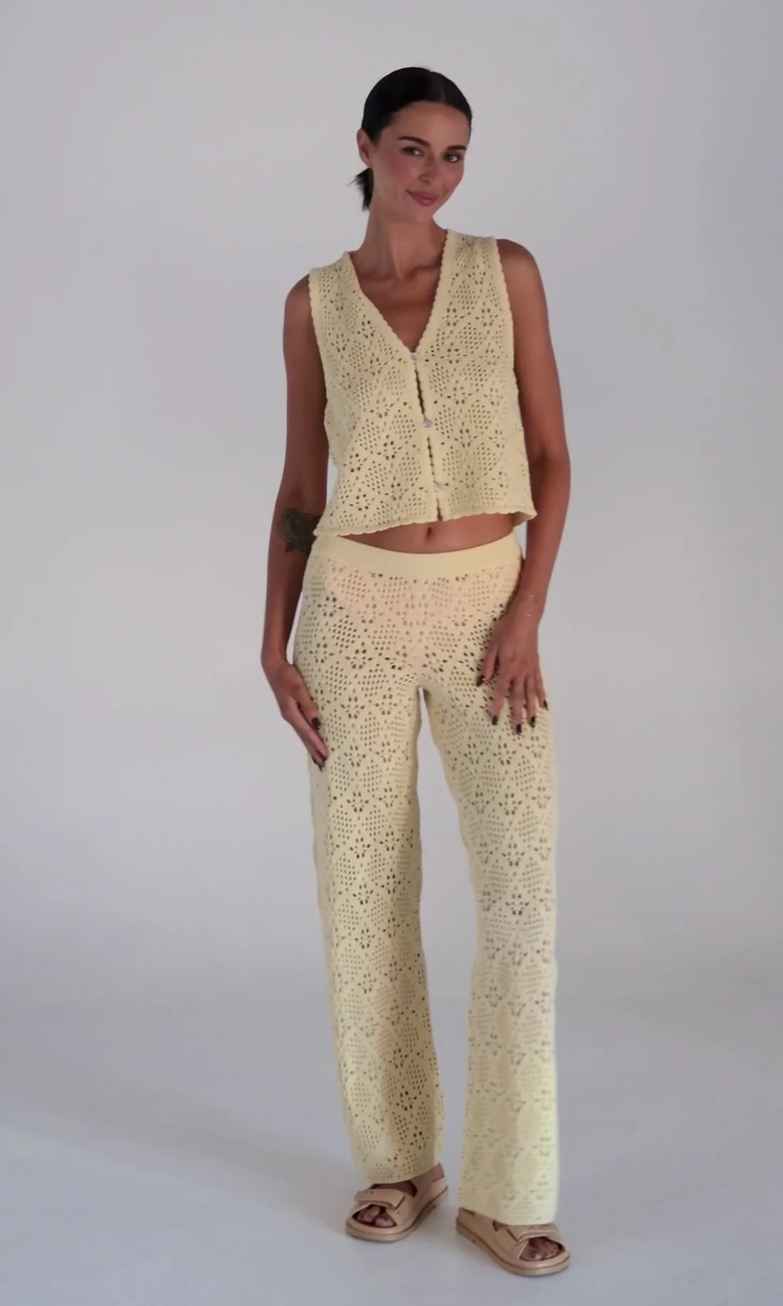 Messina V Knit Top - Lemon