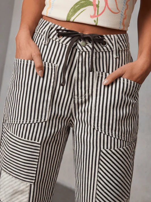 Barrel Jean - Chocolate Stripe