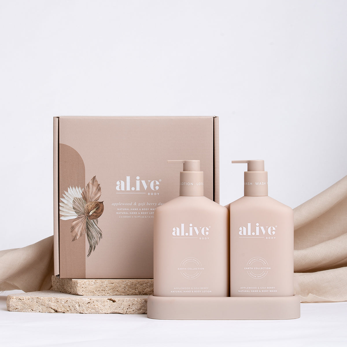 Wash & Lotion Duo + Tray - Applewood & Goji Berry