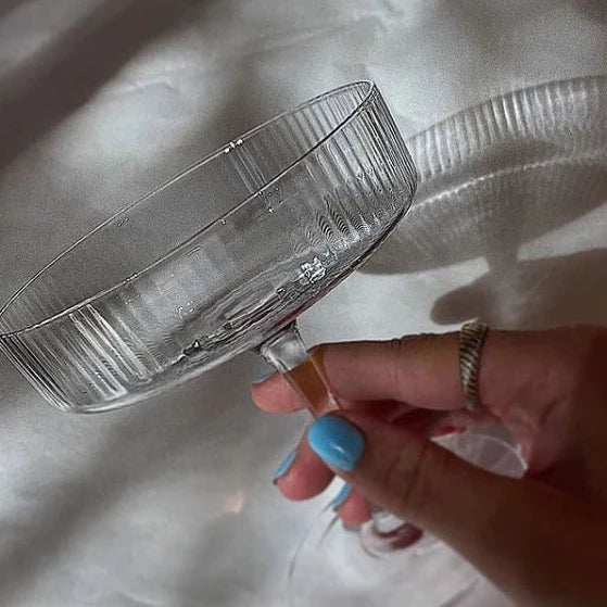Clear Ribbed Coupe Cocktail Glasses - Set of two