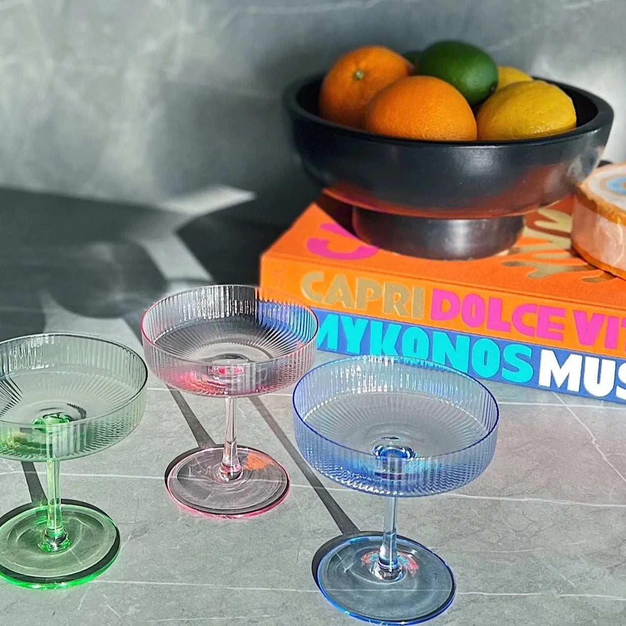 Verdi Ribbed Cocktail Glasses - Set of Two