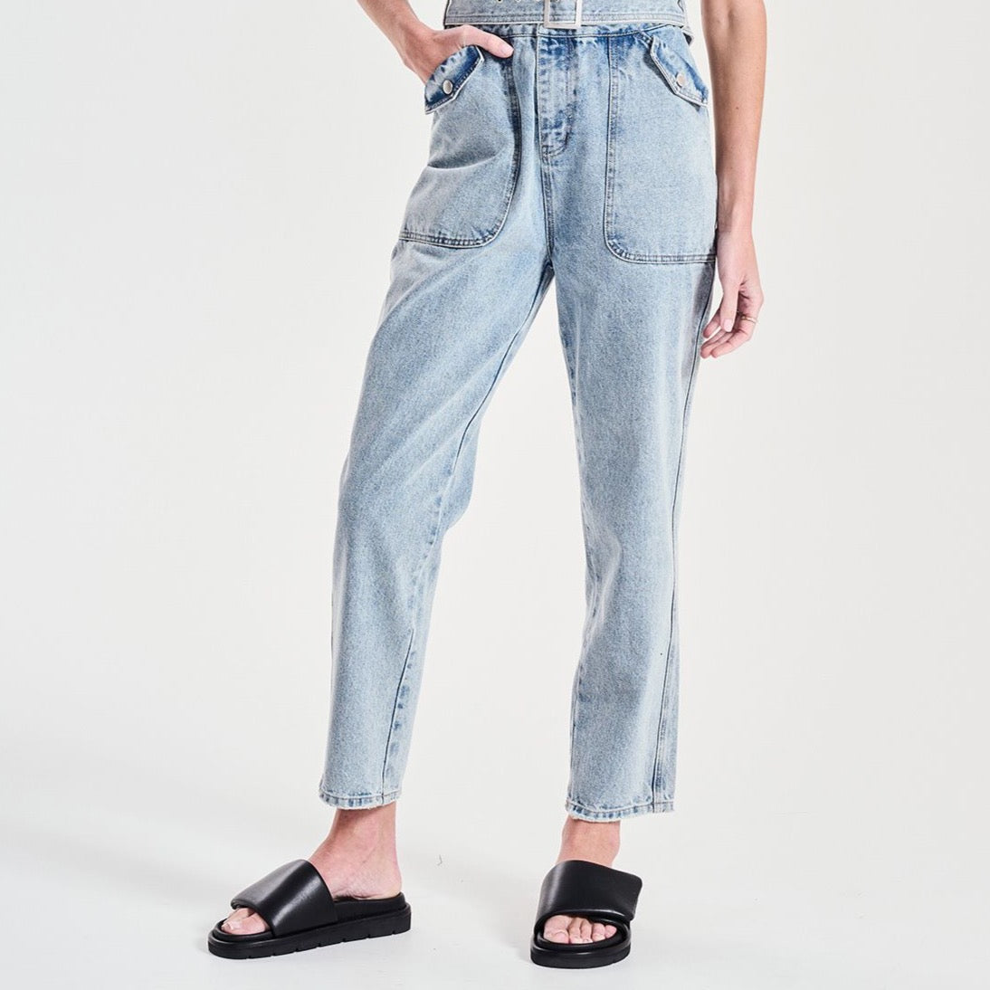 Kiera Denim Boiler Suit - Mid Blue Wash