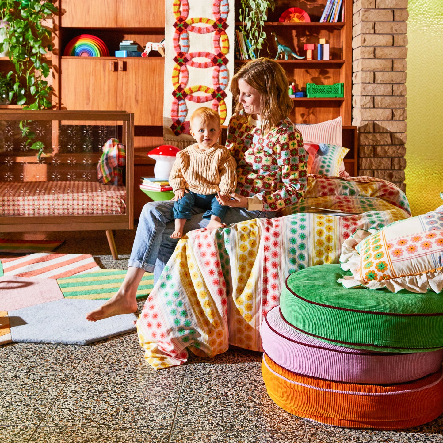 Nora Floor Cushion - Pea