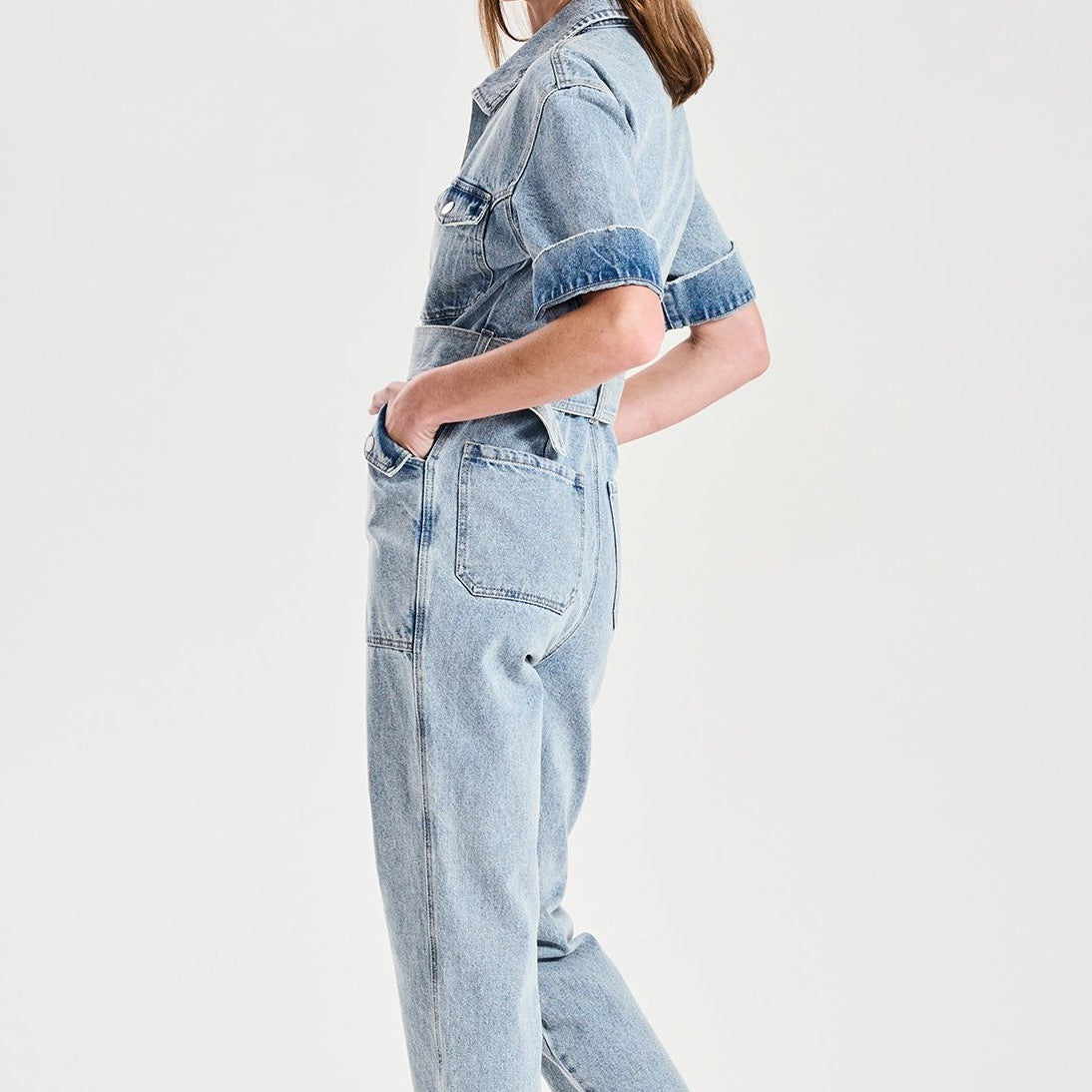 Kiera Denim Boiler Suit - Mid Blue Wash