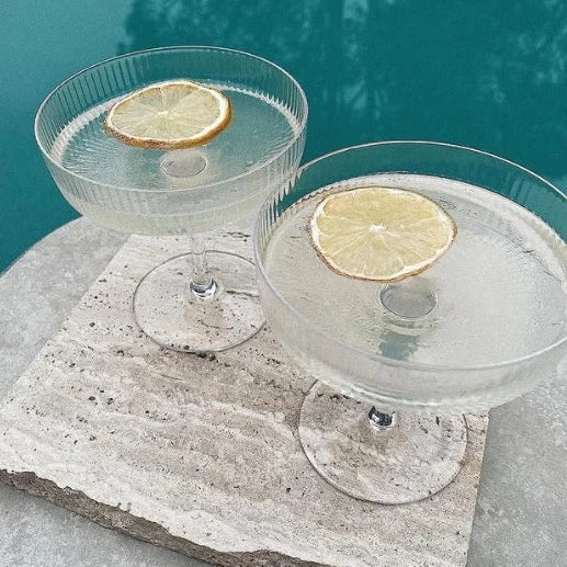 Clear Ribbed Coupe Cocktail Glasses - Set of two