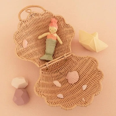 Shell Rattan Bag - Rose