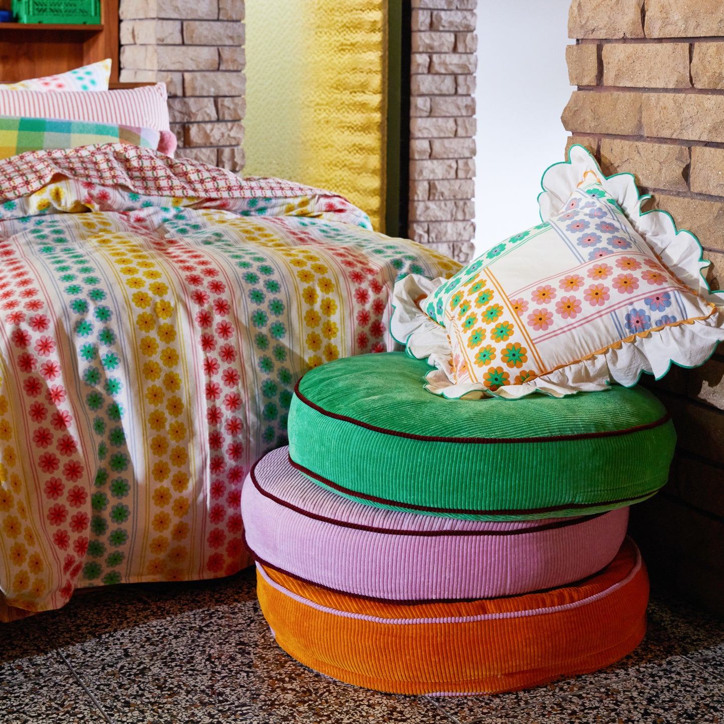 Nora Floor Cushion - Pea