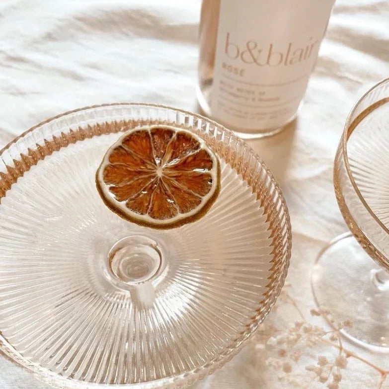 Clear Ribbed Coupe Cocktail Glasses - Set of two