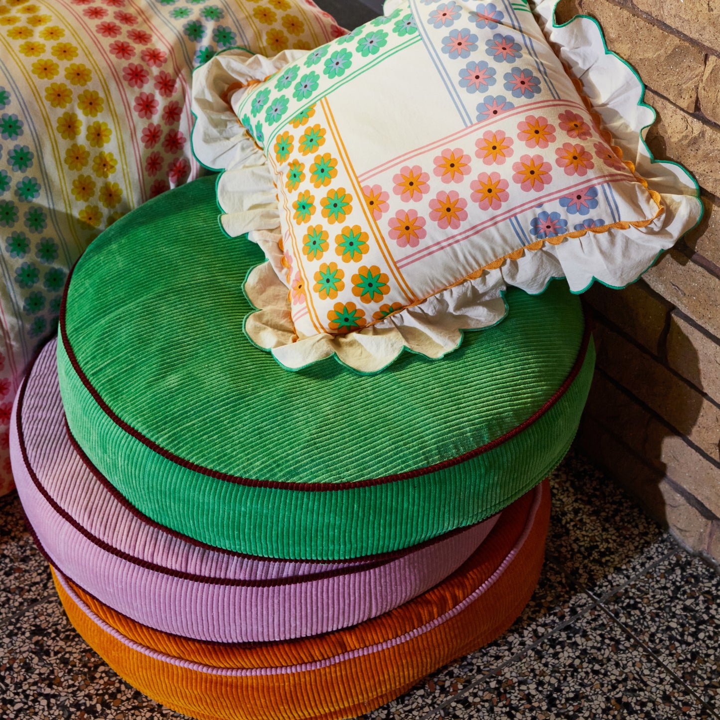 Nora Floor Cushion - Pea