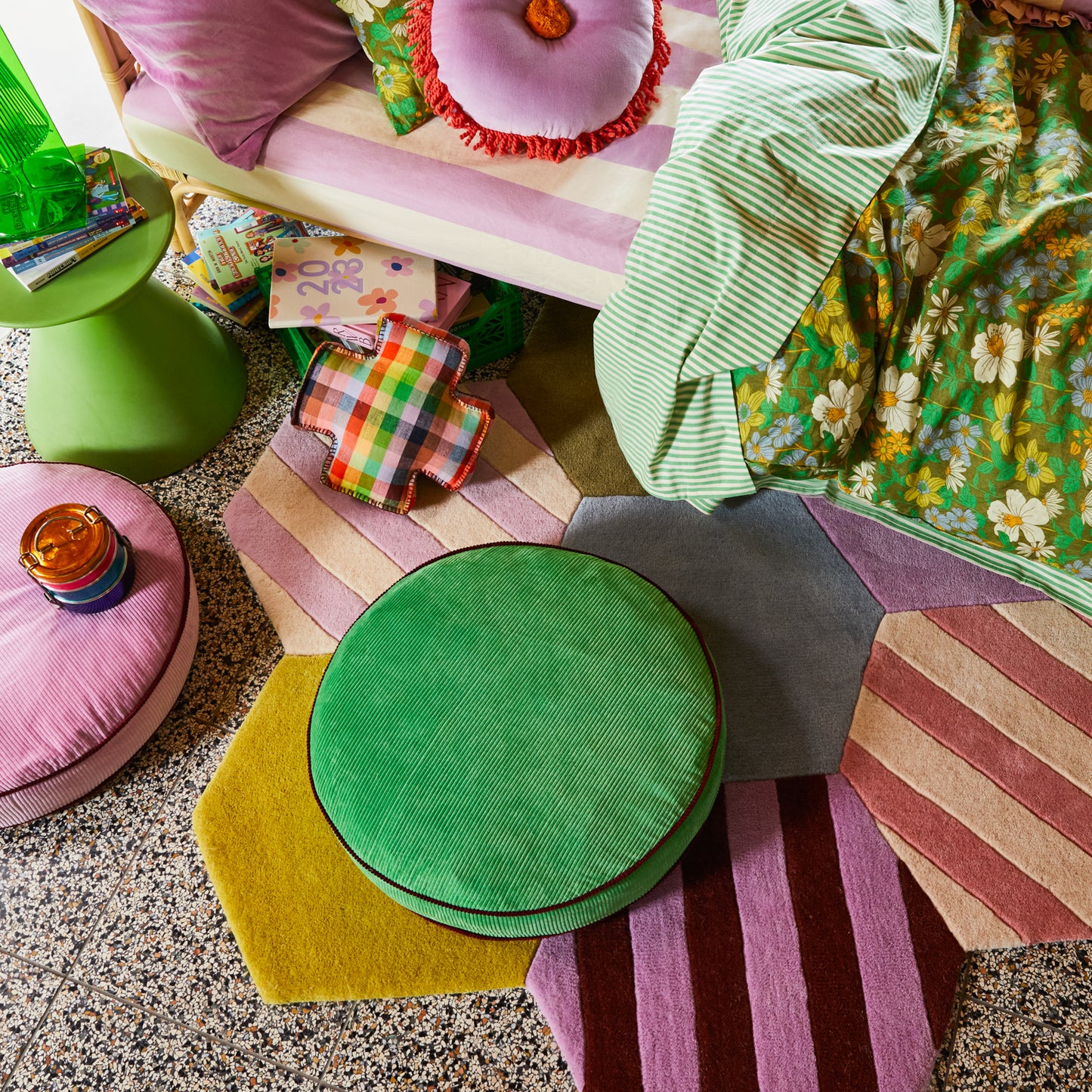 Nora Floor Cushion - Pea