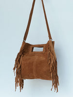 Maya Handbag – Brown Suede Fringe Crossbody Bag