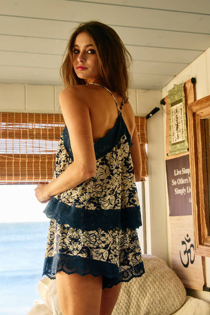 Lace Camisole Top - Floral Organza Jacquard