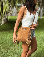 Maya Handbag – Brown Suede Fringe Crossbody Bag