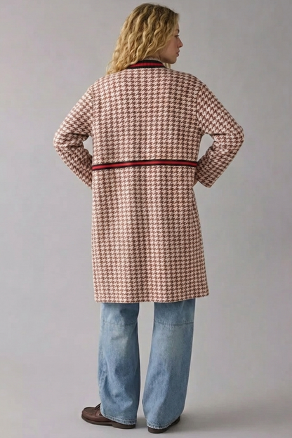The Greenwich Coat - Cream/Brown Houndstooth