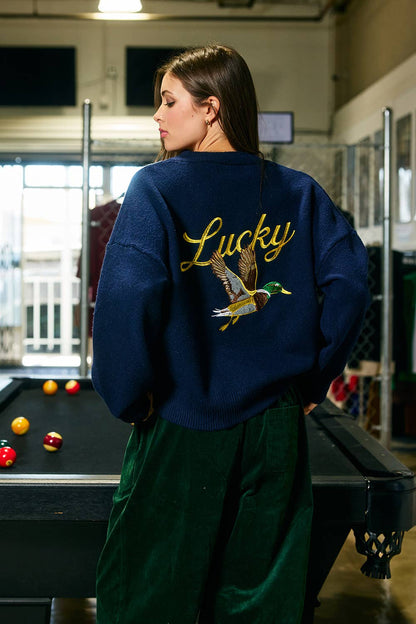 Lucky Duck Cardigan - Navy