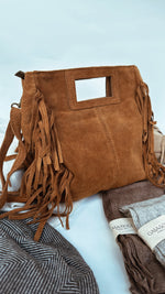 Maya Handbag – Brown Suede Fringe Crossbody Bag