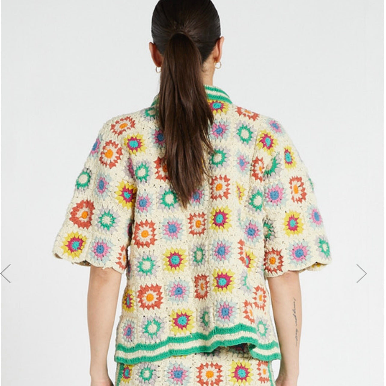 Short Sleeve Crochet Shirt - Bowler Collar
