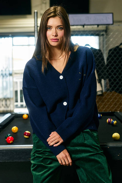 Lucky Duck Cardigan - Navy