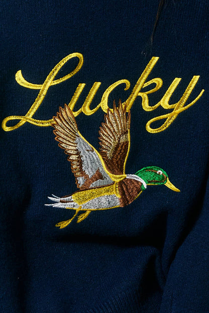 Lucky Duck Cardigan - Navy