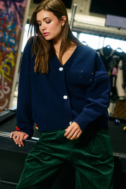 Lucky Duck Cardigan - Navy