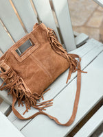 Maya Handbag – Brown Suede Fringe Crossbody Bag