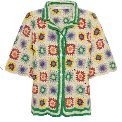 Short Sleeve Crochet Shirt - Bowler Collar