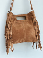 Maya Handbag – Brown Suede Fringe Crossbody Bag