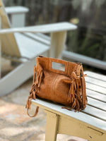 Maya Handbag – Brown Suede Fringe Crossbody Bag