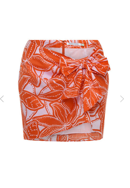 Tie Front Mini Skirt - Ukiyo Print