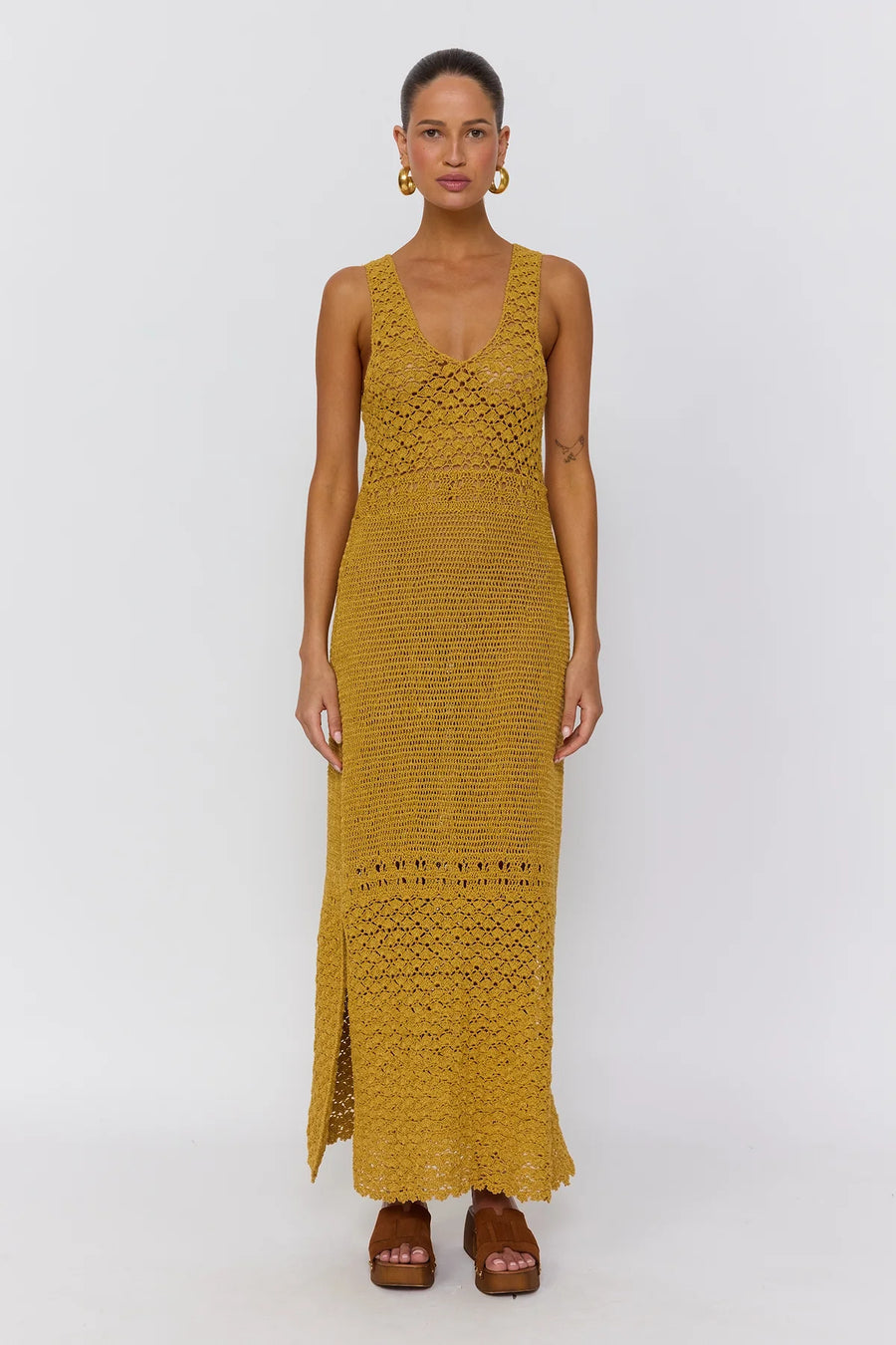 Francis Crochet Maxi Dress - Gold
