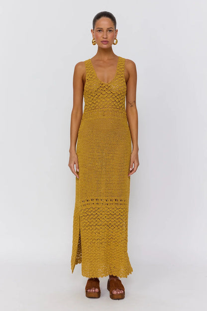 Francis Crochet Maxi Dress - Gold