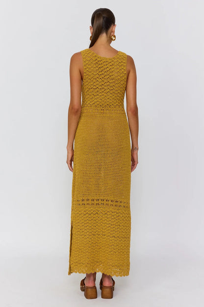 Francis Crochet Maxi Dress - Gold