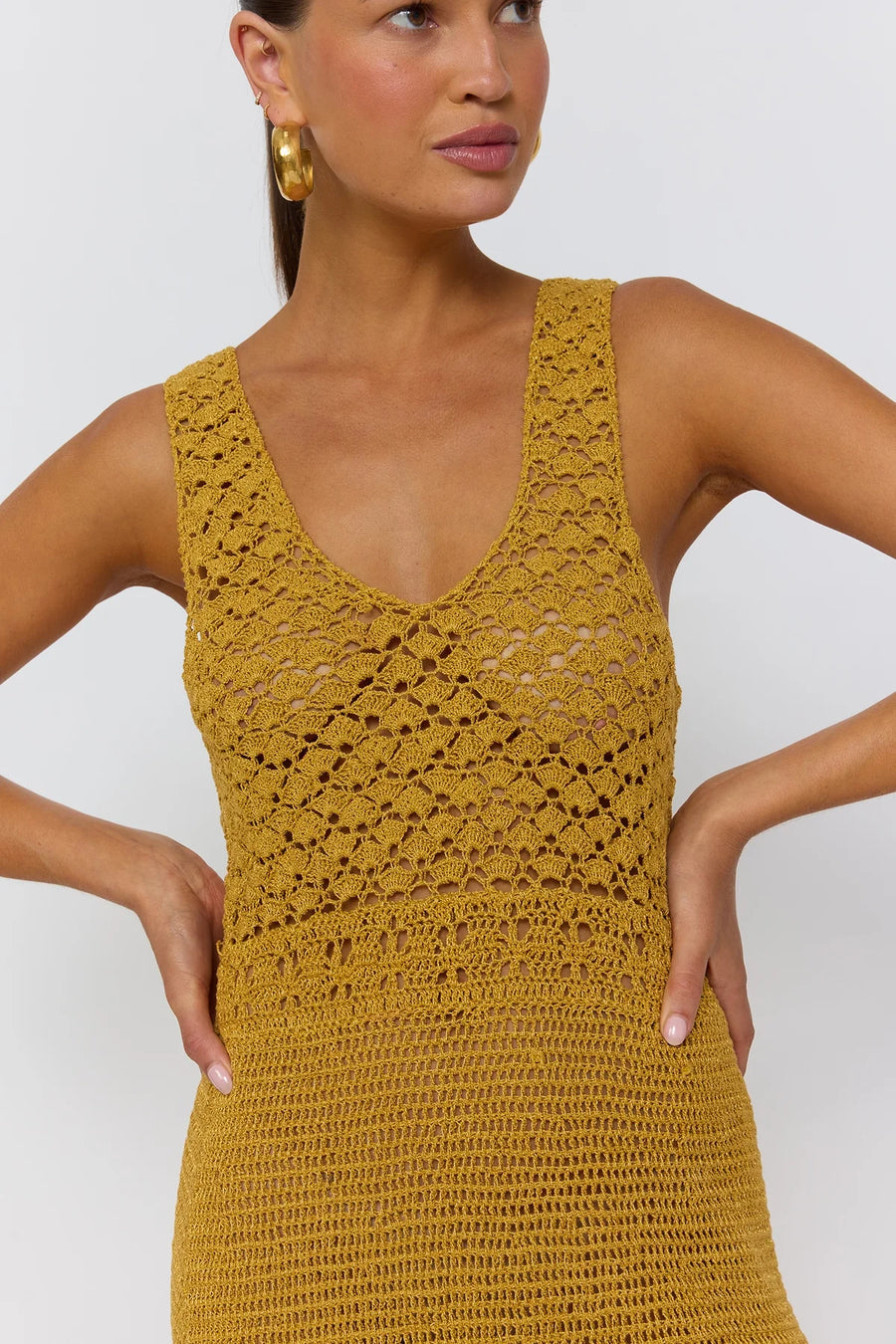Francis Crochet Maxi Dress - Gold