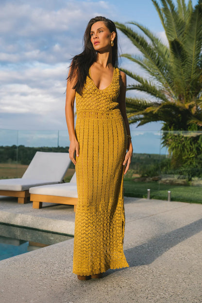 Francis Crochet Maxi Dress - Gold