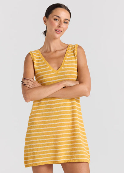 Surfside V Knit Dress - Sunshine