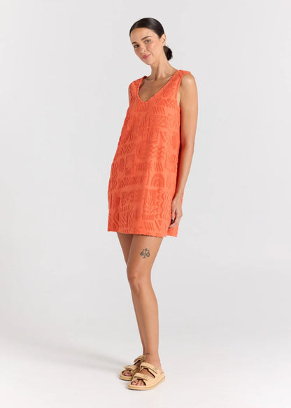 Mai Tai V Tunic Towelling Dress - Tangelo