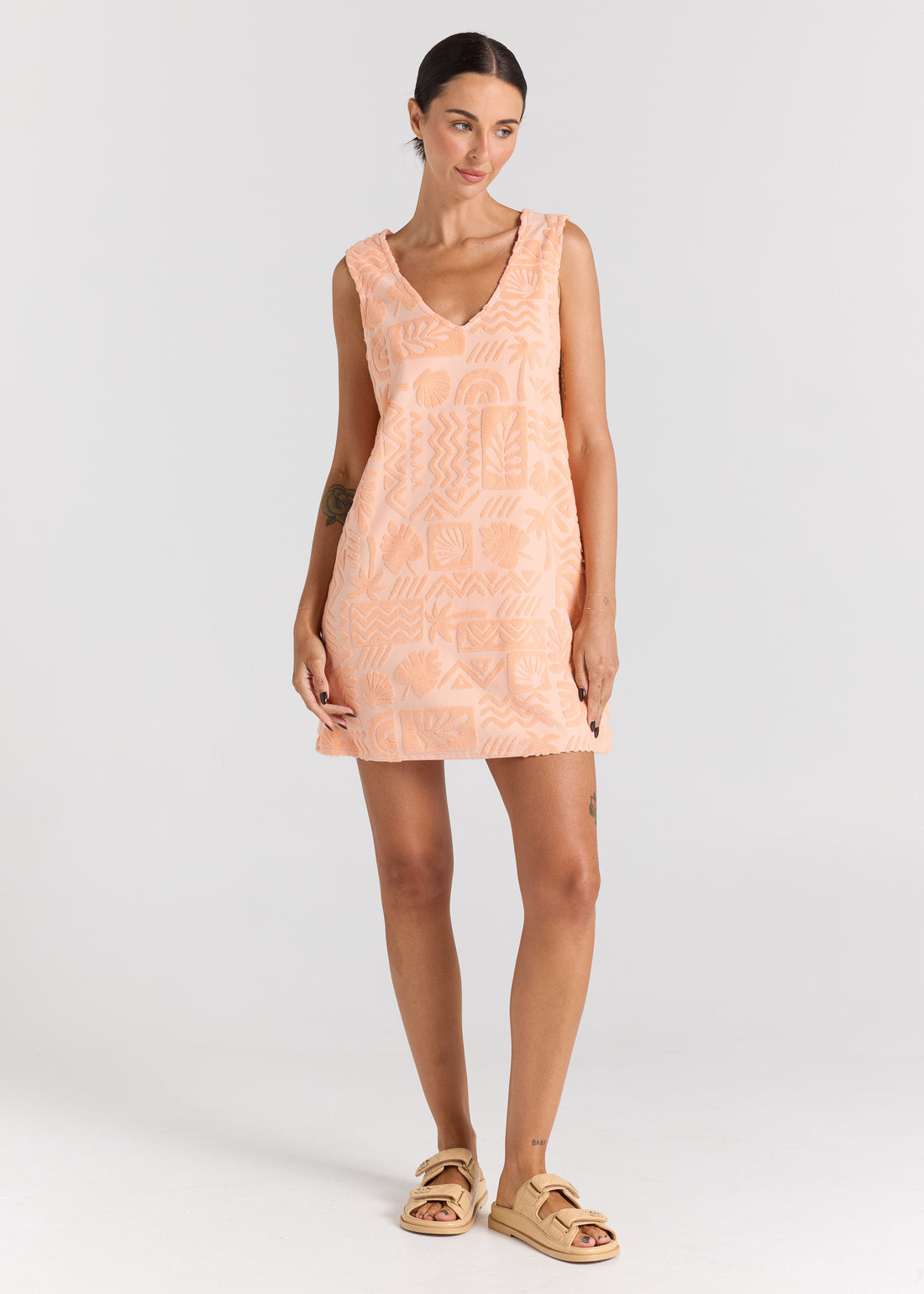 Mai Tai V Tunic Towelling Dress - Peach