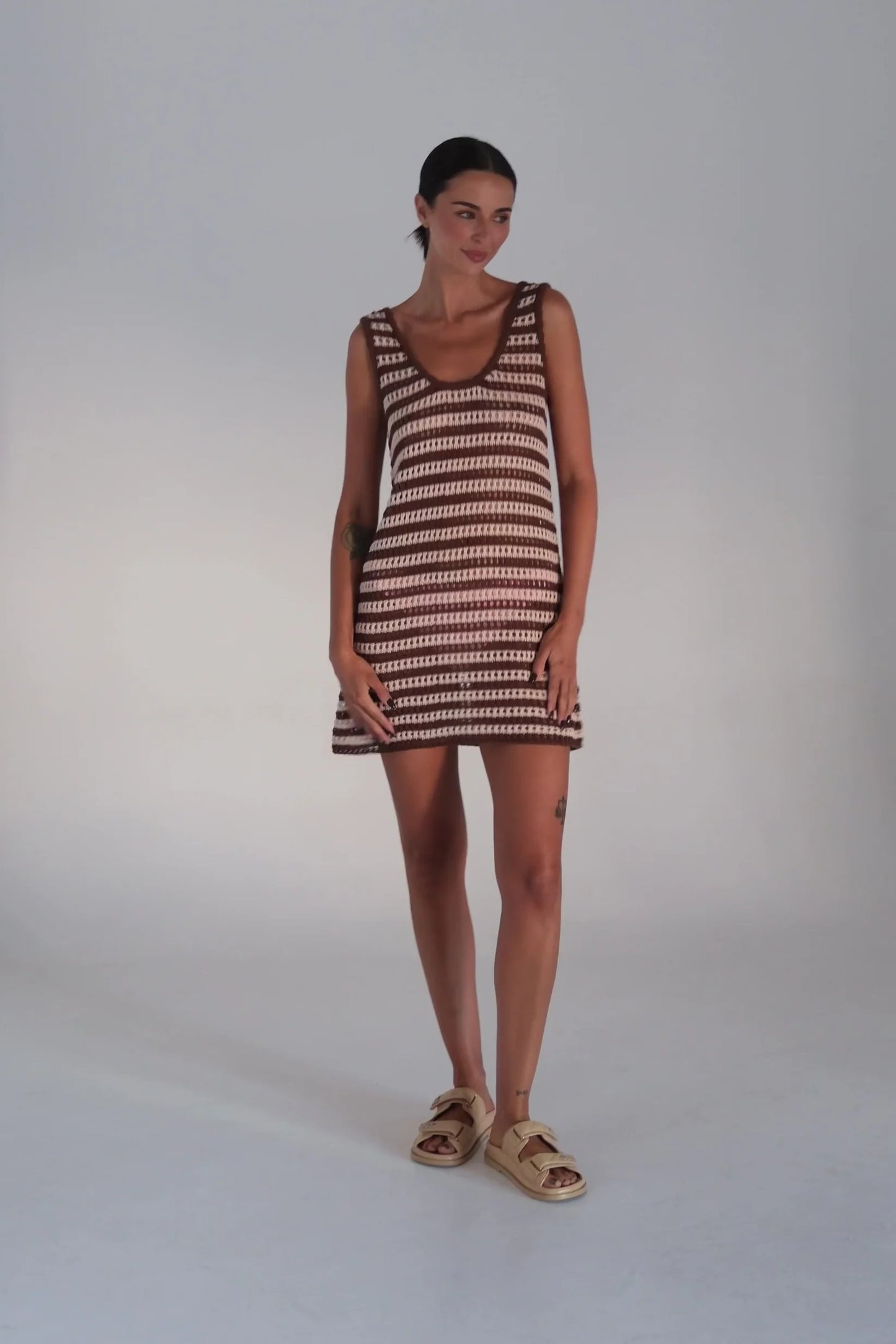 Sorrento U Knit Crochet Dress - Coco