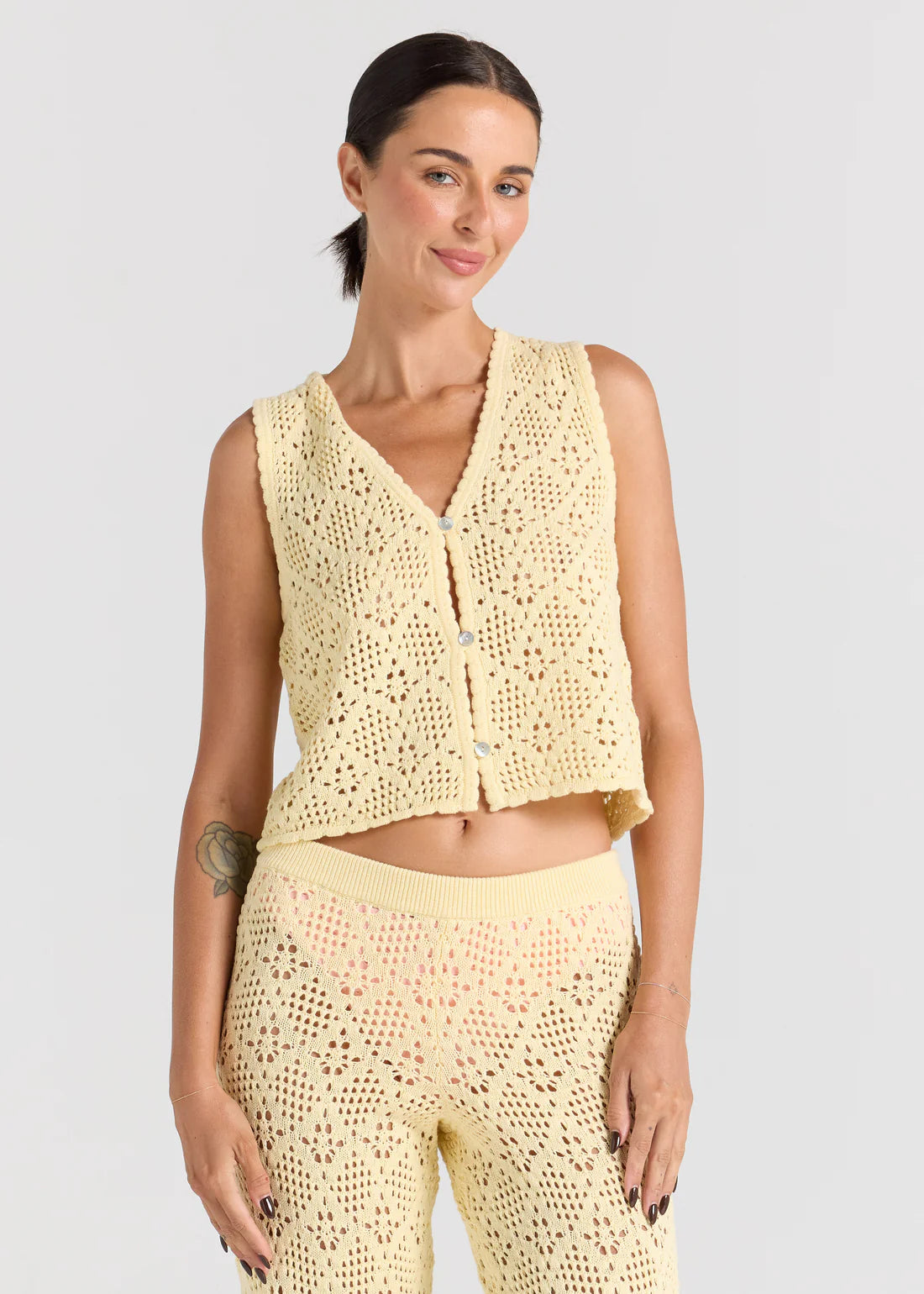 Messina V Knit Top - Lemon