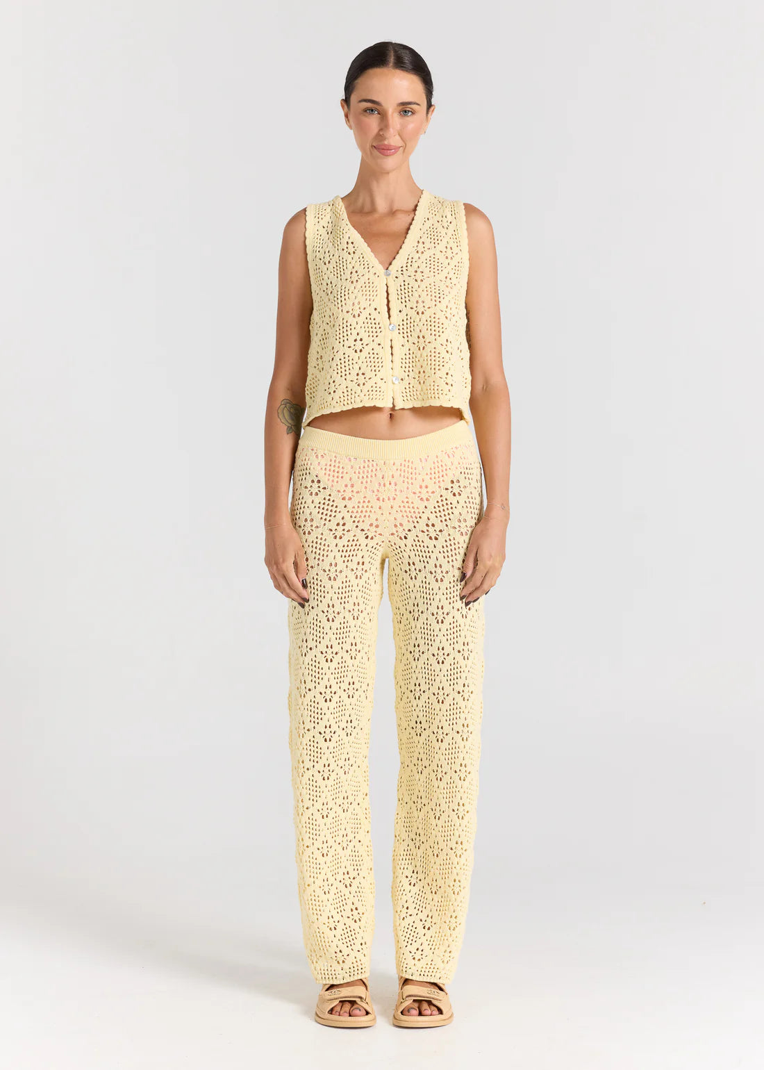 Messina V Knit Top - Lemon